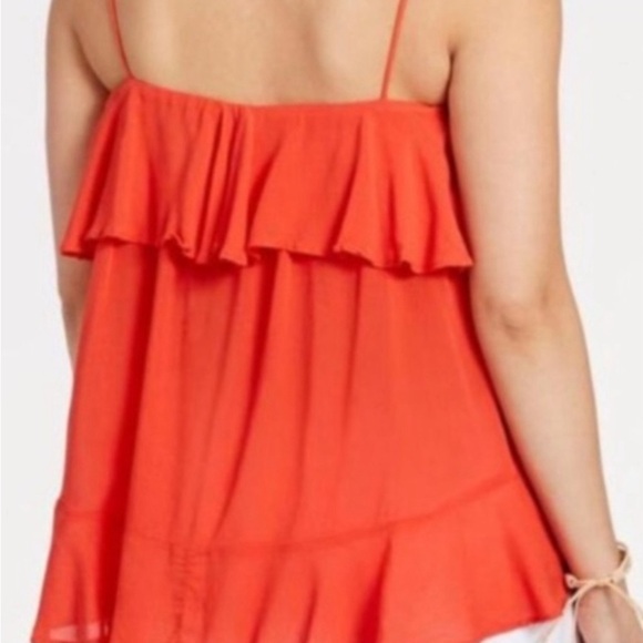 Free People Gauzy Top from coral bright color size small - Picture 2 of 2